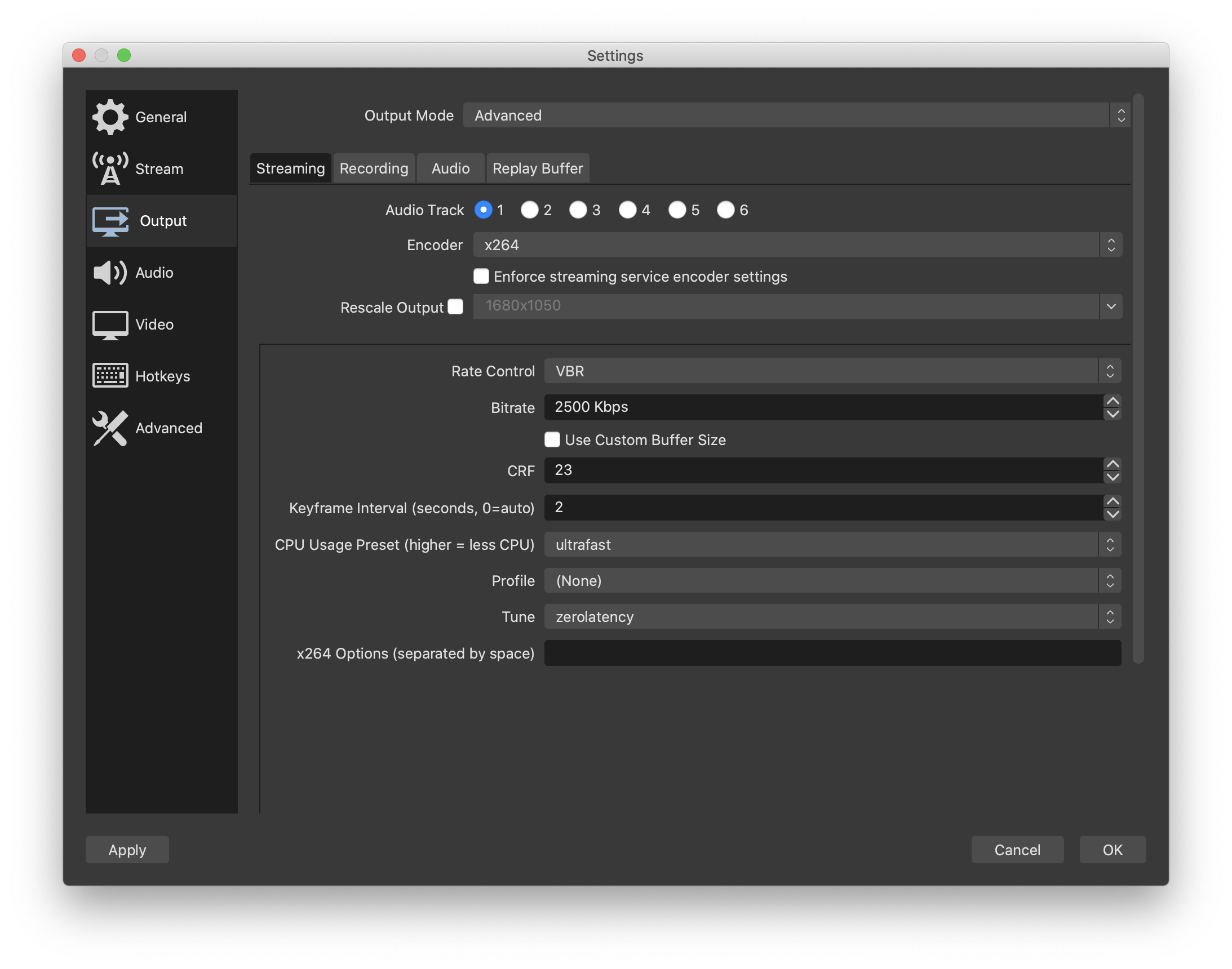 obs settings for rtmp server